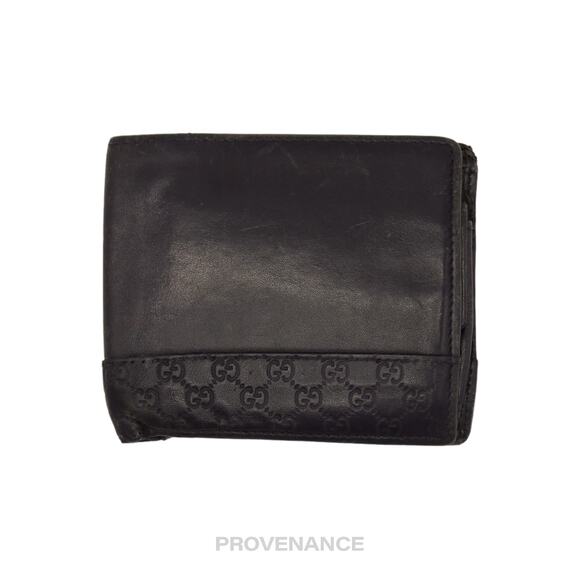 🔴 Gucci Bifold Wallet - Black Micro Guccissima Leather - Picture 1 of 8